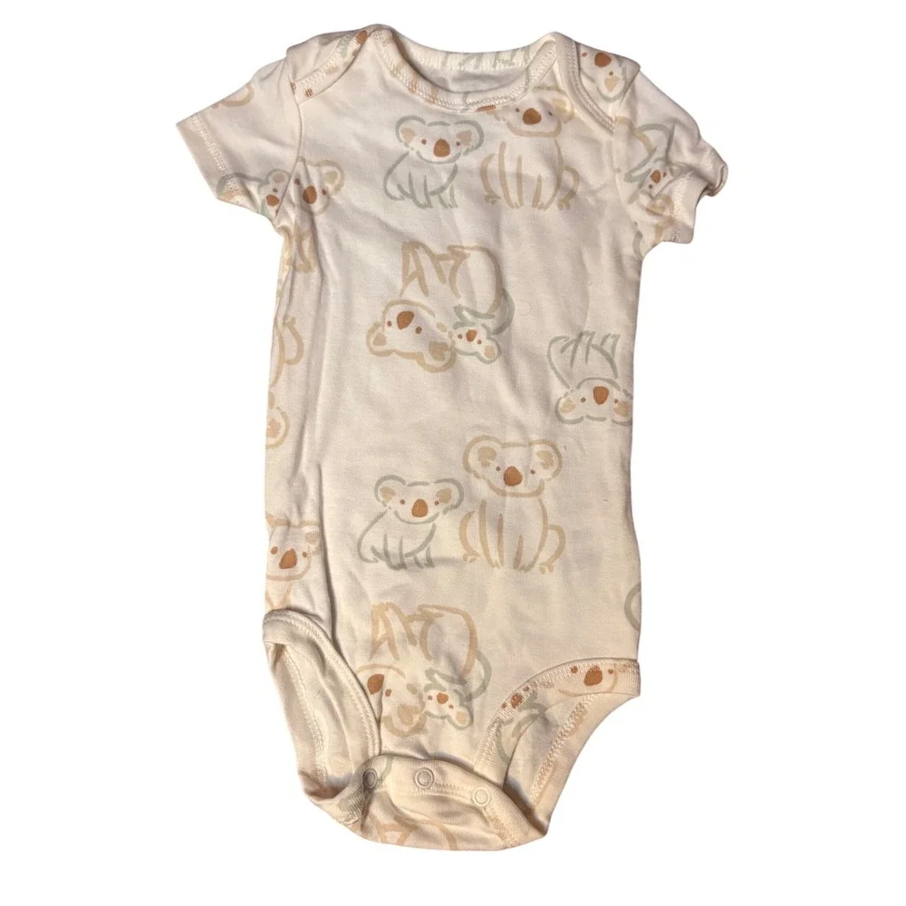 Carters 6M Cream Koala Print Short Sleeve Bodysuit and Bear Ear‎ Hoodie Outfit